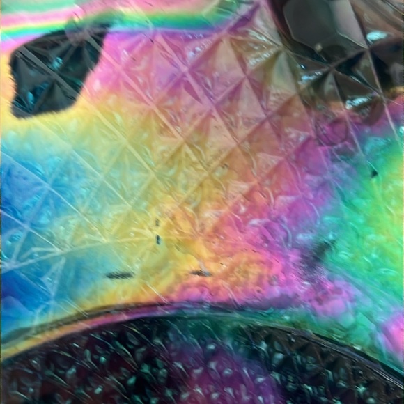 Vintage Iridescent blue Carnival glass ruffled edge hostess plate - Picture 7 of 9